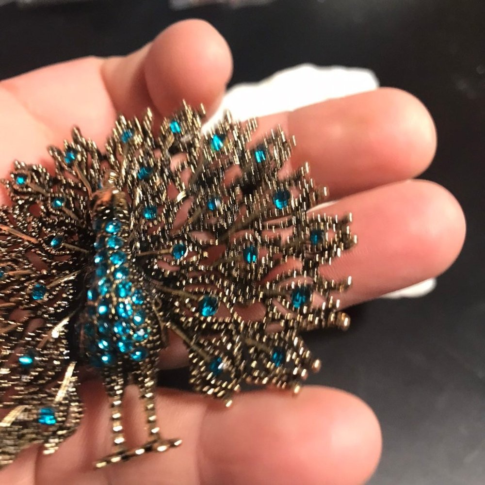 Stunning gorgeous blue rhinestone Peacock brooch / pendant brand new - Picture 3 of 6